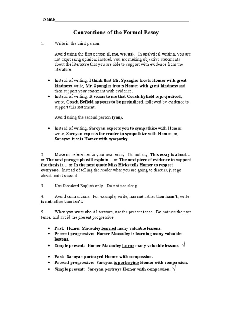 Formal essay conventions formal conventions of a letter